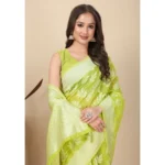 Women's Art Silk Jacquard Printed Saree With Unstitched Blouse 5.5Mtr (Light Green)