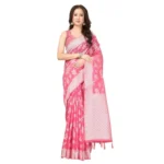 Women's Art Silk Jacquard Printed Saree With Unstitched Blouse 5.5Mtr (Pink) - Image 6
