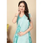 Women's Art Silk Jacquard Printed Saree With Unstitched Blouse 5.5Mtr (Sky Blue)