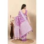 Women's Art Silk Jacquard Printed Saree With Unstitched Blouse 5.5Mtr (Purple) - Image 2