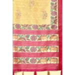 Women's Cotton Silk Printed Saree With Unstitched Blouse 5.5Mtr (Yellow Red) - Image 3