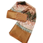 Women's Cotton Silk Printed Saree With Unstitched Blouse 5.5Mtr (Multicolor) - Image 3