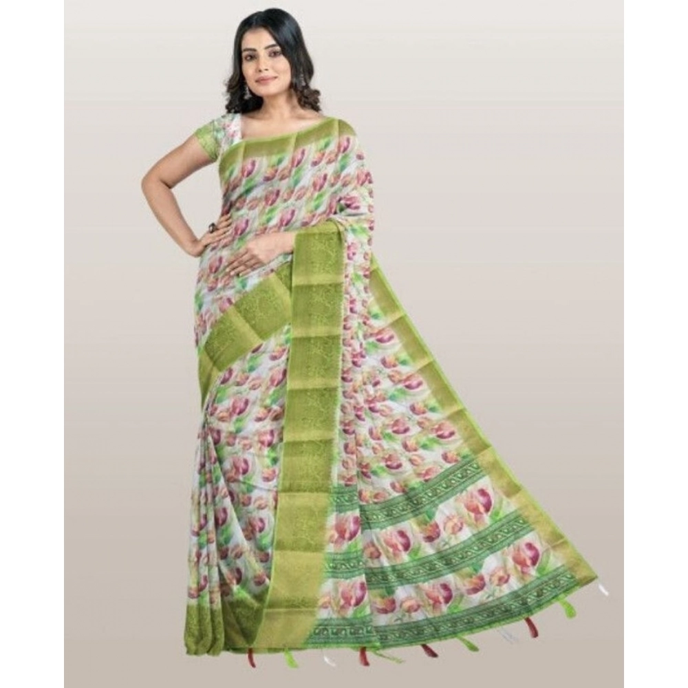 PID-66695-Women-s-Cotton-Blend-Floral-Printed-Saree-With-Unstitched-Blouse-5-5-Mtr-Green-1-1000x1000-1.webp Women's Cotton Blend Floral Printed Saree With Unstitched Blouse 5.5Mtr (Green-White) - Image 1