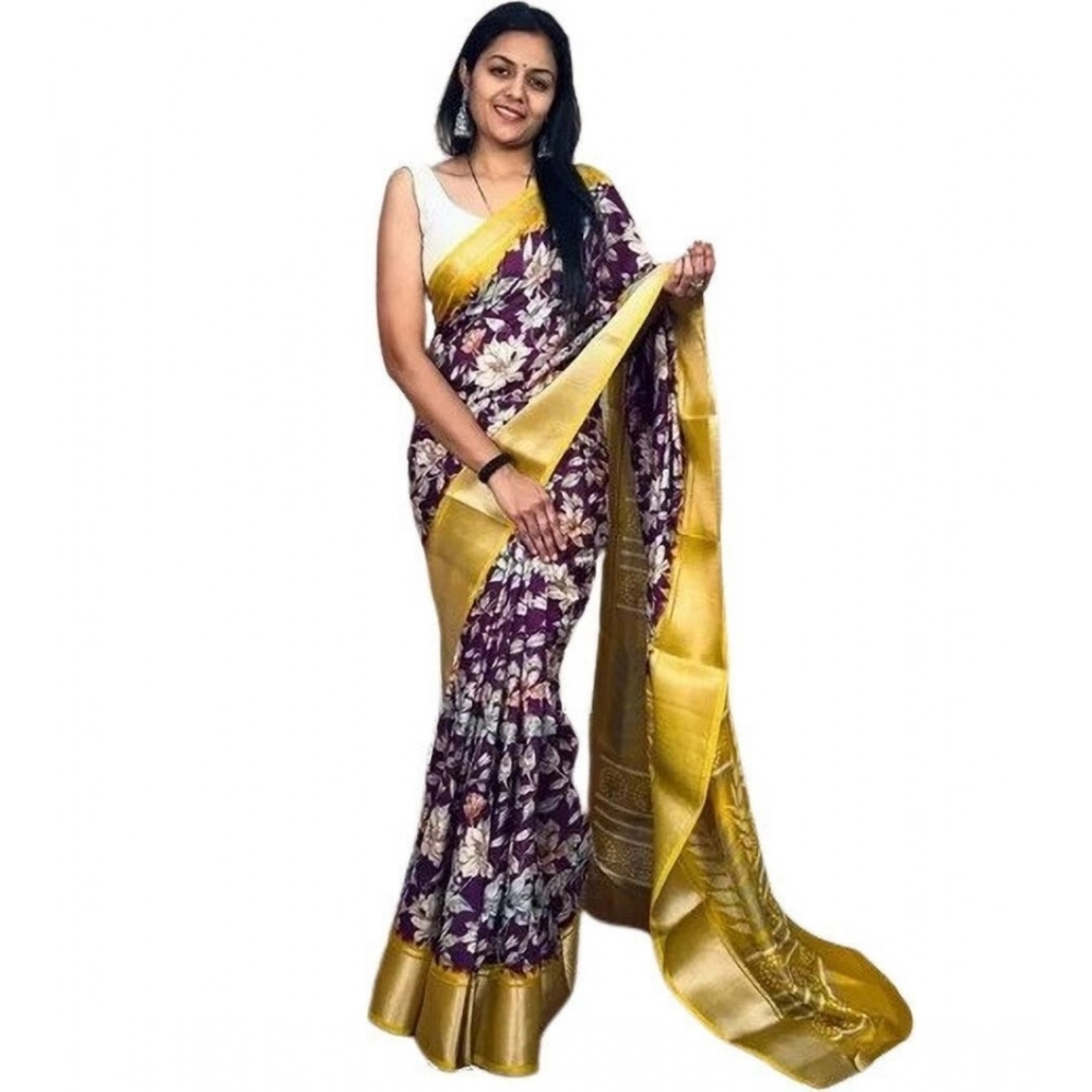 PID-66696-Women-s-Cotton-Blend-Floral-Printed-Saree-With-Unstitched-Blouse-5-5-Mtr-Purple-1-1000x1000-1.webp Women's Cotton Blend Floral Printed Saree With Unstitched Blouse 5.5Mtr (Purple) - Image 1