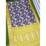 Women's Cotton Blend Floral Printed Saree With Unstitched Blouse 5.5Mtr (Purple) - Image 2