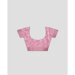 Women's Cotton Blend Floral Printed Saree With Unstitched Blouse 5.5Mtr (Pink) - Image 2