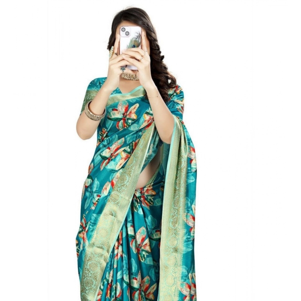 PID-66702-Women-s-Cotton-Silk-Floral-Printed-Saree-With-Unstitched-Blouse-5-5-Mtr-Light-Blue-1-1000x1000-1.webp Women's Cotton Silk Floral Printed Saree With Unstitched Blouse 5.5Mtr (Turquoise) - Image 1