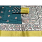 Women's Cotton Silk Printed Saree With Unstitched Blouse 5.5Mtr (Green) - Image 2
