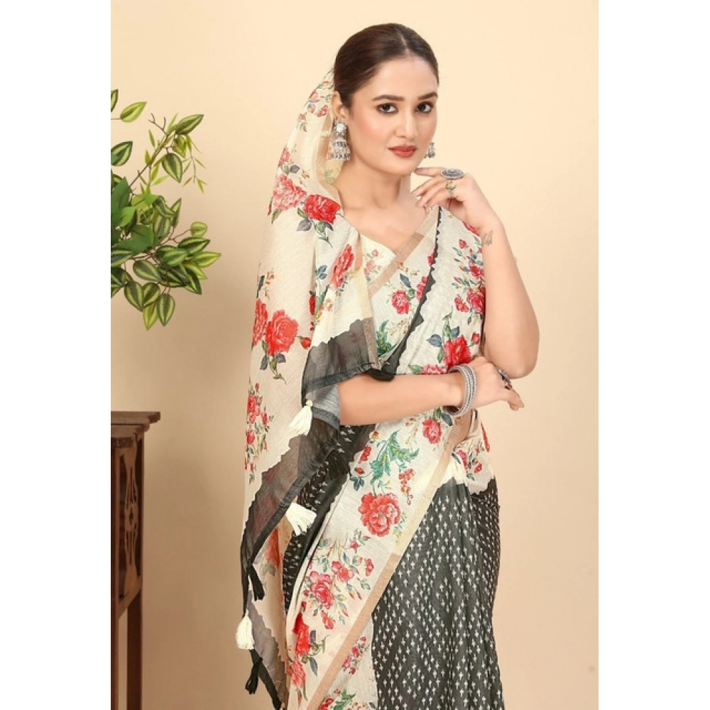 PID-66712-Women-s-Chanderi-Floral-Printed-Saree-With-Unstitched-Blouse-5-5-Mtr-Black-1-1000x1000-1.webp Women's Chanderi Floral Printed Saree With Unstitched Blouse 5.5Mtr (Black) - Image 1