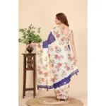 Women's Cotton Silk Floral Printed Saree With Unstitched Blouse 5.5Mtr (Blue) - Image 6