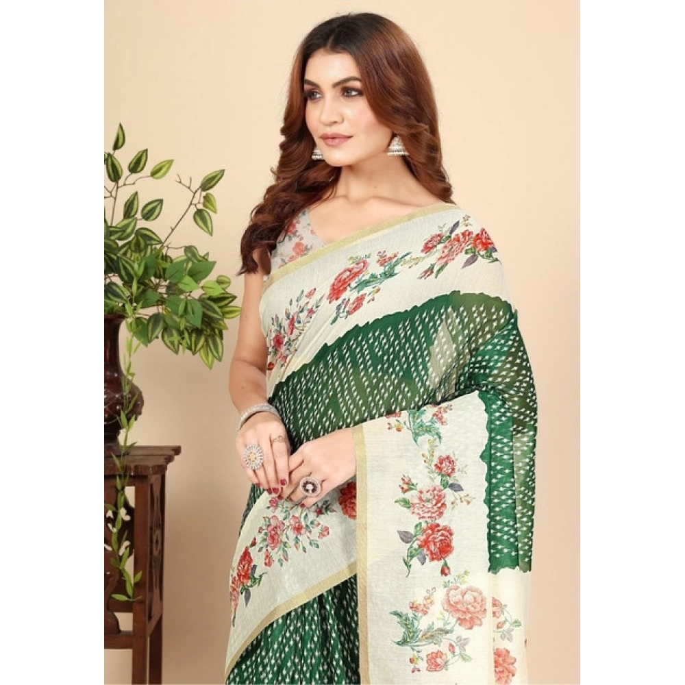 PID-66715-Women-s-Chanderi-Floral-Printed-Saree-With-Unstitched-Blouse-5-5-Mtr-Green-1-1000x1000-1.webp Women's Chanderi Floral Printed Saree With Unstitched Blouse 5.5Mtr (Green) - Image 1
