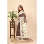 Women's Chanderi Floral Printed Saree With Unstitched Blouse 5.5Mtr (Maroon) - Image 4