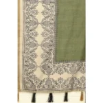 Women's Chanderi Printed Saree With Unstitched Blouse 5.5Mtr (Green) - Image 2