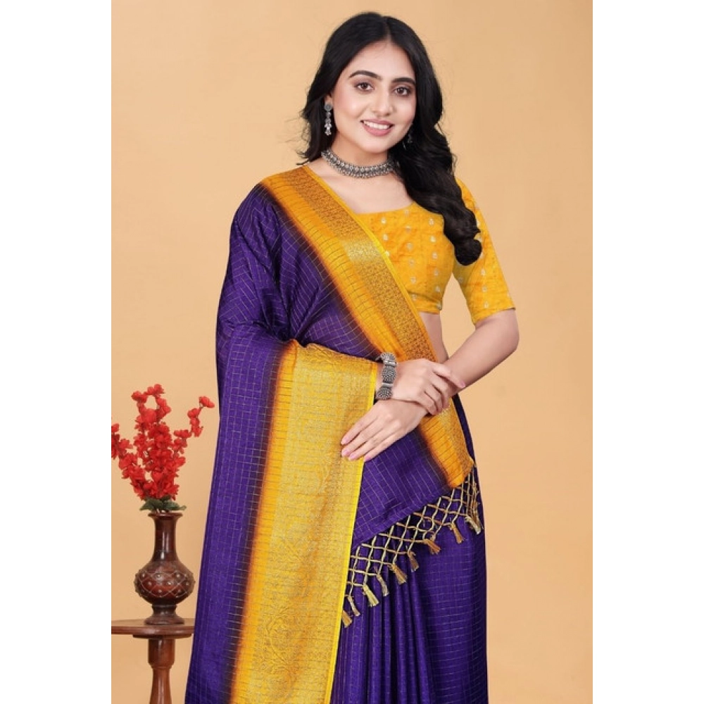 PID-66724-Women-s-Cotton-Blend-Checkered-Saree-With-Unstitched-Blouse-5-5-Mtr-Royal-Blue-1-1000x1000-1.webp Women's Cotton Blend Checkered Saree With Unstitched Blouse 5.5Mtr (Royal Blue) - Image 1