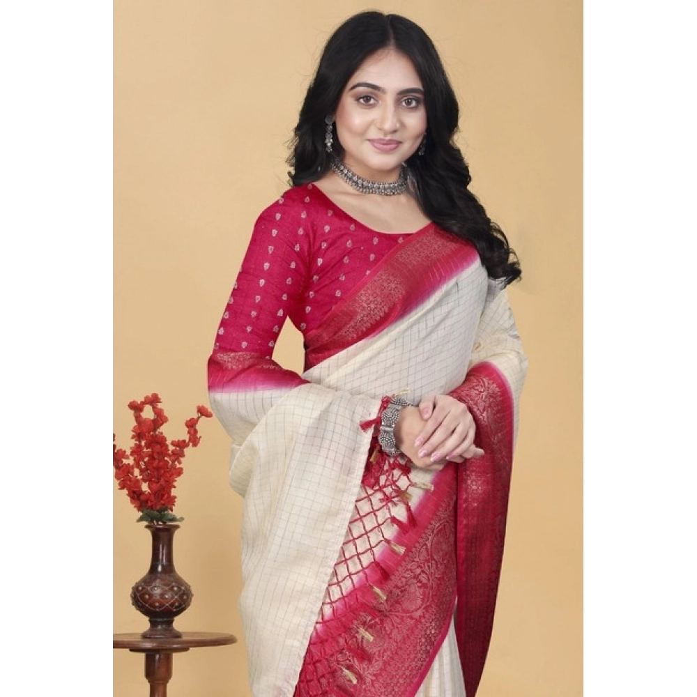 PID-66725-Women-s-Cotton-Blend-Checkered-Saree-With-Unstitched-Blouse-5-5-Mtr-Multicolor-1-1000x1000-1.webp Women's Cotton Blend Checkered Saree With Unstitched Blouse 5.5Mtr (Multicolor) - Image 1