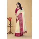 Women's Cotton Blend Checkered Saree With Unstitched Blouse 5.5Mtr (Multicolor) - Image 5
