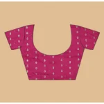 Women's Cotton Blend Checkered Saree With Unstitched Blouse 5.5Mtr (Multicolor) - Image 4