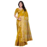 Women's Art Silk Printed Saree With Unstitched Blouse 5.5Mtr (Mustard) - Image 6