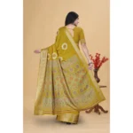 Women's Art Silk Printed Saree With Unstitched Blouse 5.5Mtr (Mustard) - Image 5