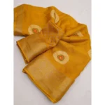 Women's Art Silk Printed Saree With Unstitched Blouse 5.5Mtr (Mustard) - Image 2