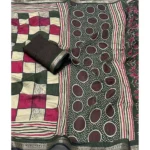 Women's Dupion Silk Block Printed Saree With Unstitched Blouse 5.5Mtr (Multicolor) - Image 2