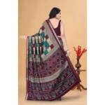 Women's Dupion Silk Block Printed Saree With Unstitched Blouse 5.5Mtr (Multicolor) - Image 5