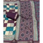 Women's Dupion Silk Block Printed Saree With Unstitched Blouse 5.5Mtr (Multicolor) - Image 4